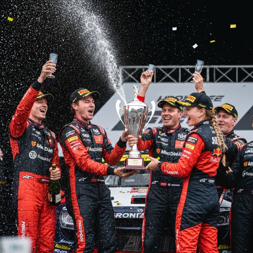 Celebration sur le podium